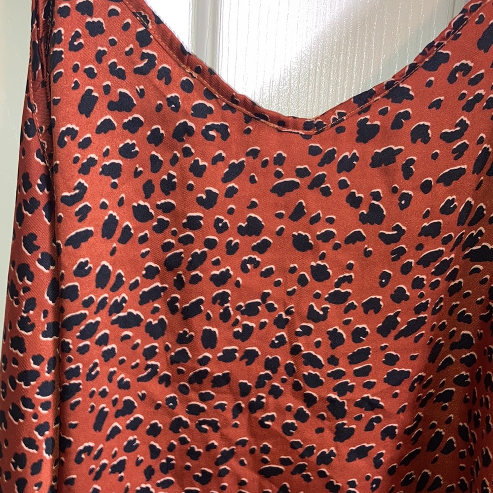 Tan top Entro size large brown leopard print adjustable straps - Picture 2 of 5